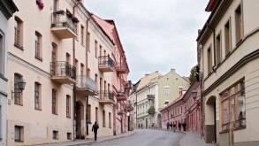 Uzupio street in the Uzupis district in Vilnius, the capital of Lithuania.
