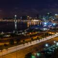 Skyline of capital city Luanda and its seaside during the night, Angola, Africa