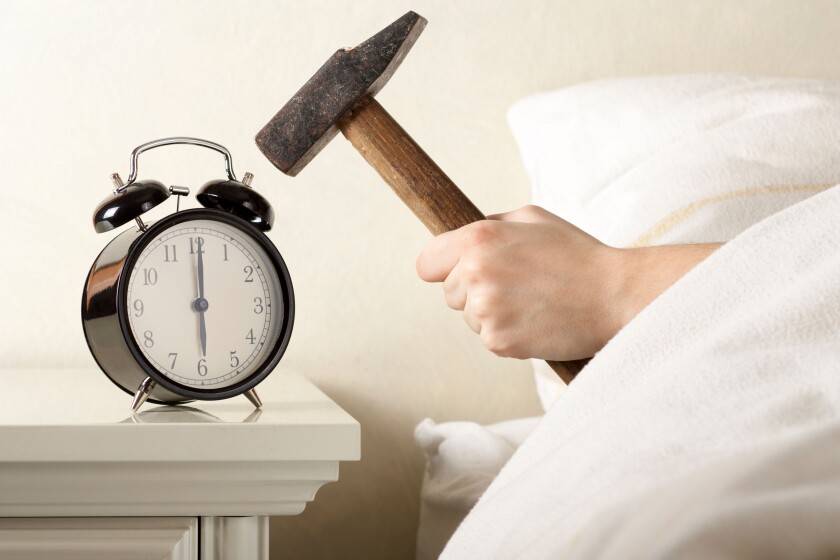 Crushing Alarm Clock with Hammer