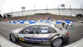 German Touring Car Masters (DTM) driver Bruno Spengler from Canada races during a show event at the Olympic Stadium in Munich, Germany, 17&nbsp;July 2011. Audi and Mercedes race against each other, but championship points cannot be earned in this event. Photo: