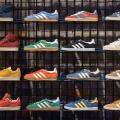 Bangkok, Thailand - September 2, 2023: store shelves with Adidas sneakers, including Gazelle, Campus, Stan Smith.