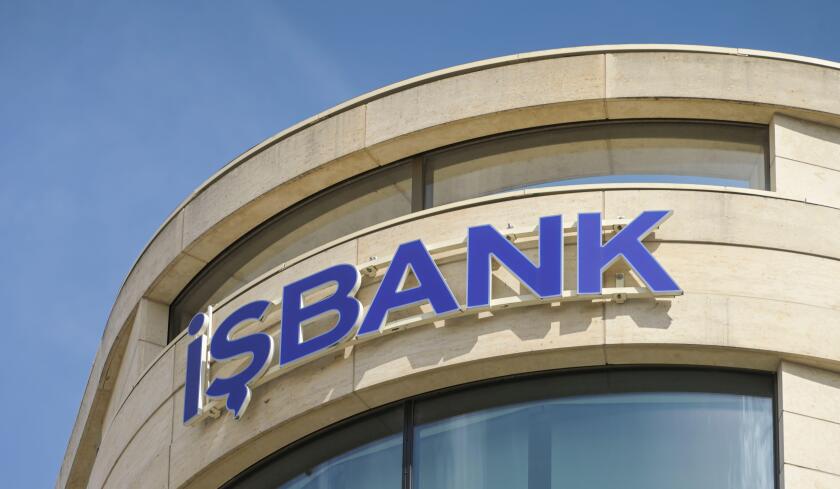 Logo einer Filiale der Isbank, Zeil, Frankfurt, Hessen, Deutschland