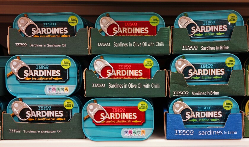 Tinned sardines at Tesco, UK