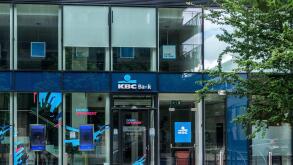 A branch of KBC Bank in Forbes Street, Grand Canal, Dublin, Ireland. KBC have announced that they will be exiting the Irish market shortly.
