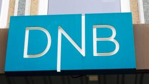 Trondheim, Norway - September 26, 2015: Close-up of the sign at the DNB office entrance. DNB is a Norwegian financial services group.