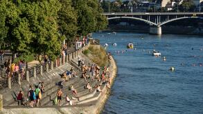 Rhine River in Summer, Basel, Switzerland