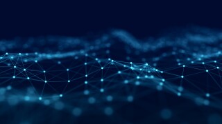 The structure of the network connection of points and lines. Data technology. Digital background. 3D rendering.