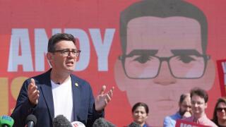 Andy Burnham speaks during the launch of his campaign as Labour's candidate for the Makerfield by-election in Makerfield, England, Friday, May 22, 2026.(AP Photo/Ian Hodgson)