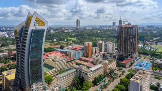 Downtown skyline from the top of the KICC tower, Nairobi, Kenya, East Africa
