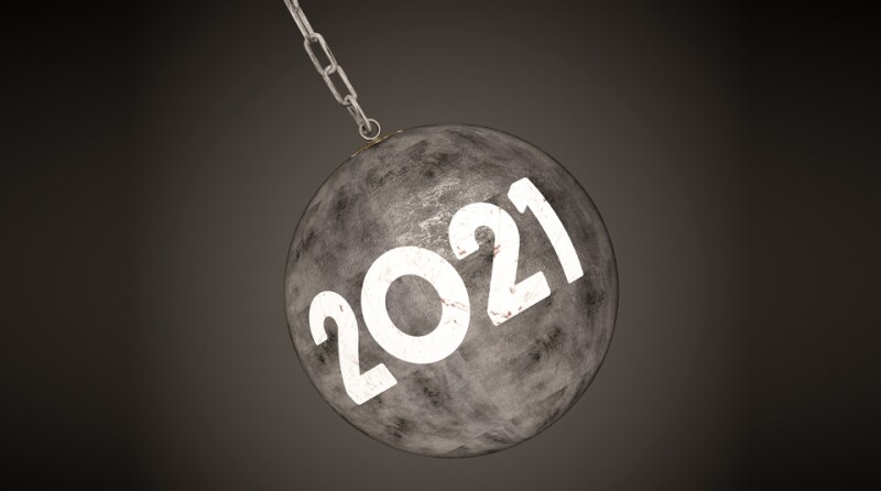 2021 New Year Concept with Wrecking Ball