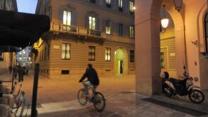 Milan (Italy), headquarters of the investment bank Mediobanca in  Filodrammatici street and Cuccia square