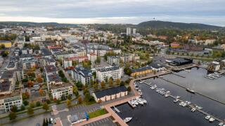 Aerial drone scenery of Kuopio city in Eastern finland. Norrthern Savonia