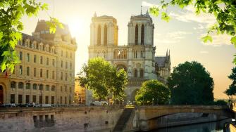 Notre Dame cathedral at dawn. Paris, France.