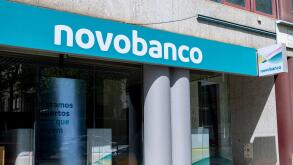 Chaves, Portugal - April 8, 2023: Facade with the Novobanco Bank sign and logo. Portugal