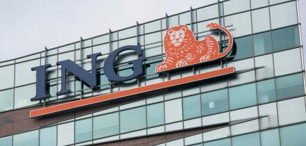 A logo sign outside of an office building occupied by the ING Group in Amsterdam, Netherlands on October 4, 2015.