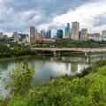 Skyline of Edmonton over the North Saskatchewan River, Alberta, Canada, North America