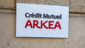 Bordeaux , France -  03 12 2024 : credit mutuel Arkea banque privee logo text and brand sign on entrance french private equity bank office on building