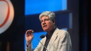 Portrait of Maurice Levy, CEO of advertising giant Publicis, addressing a conference about new media in Jerusalem, Israel. Image shot 2008. Exact date unknown.