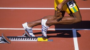 Sprinter taking off from the starting block