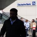 Deutsche Bank escalators to entrance, City of London, UK
