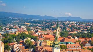 Towers and rooftops of Zagreb, capital of Croatia