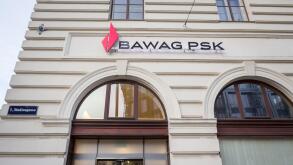 VIENNA, AUSTRIA - NOVEMBER 6, 2019: Bawag PSK logo in front of their office for Vienna. Bawag PSK is an Austrian retail and commercial bank, the fourt