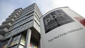 The logo of the Deutsche Pfandbriefbank seen in Unterschleissheim near Munich,&nbsp;Germany, 01&nbsp;November 2011. In the course of the investigation about the billion euro error of the Hypo&nbsp;Real Estate's 'bad bank', the HRE herself has come onto focus. According 