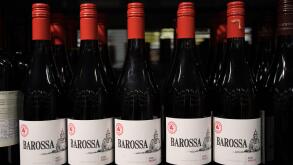 row of BAROSSA in wine cabinet England UK
