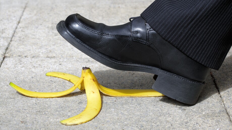 Falling on a banana skin