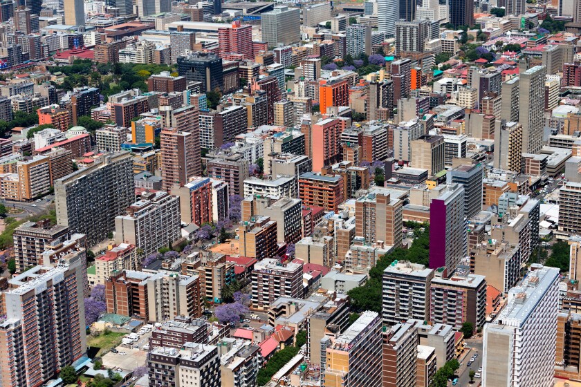 Aerial view of high-rise office buildings.Johannesburg.South Africa
