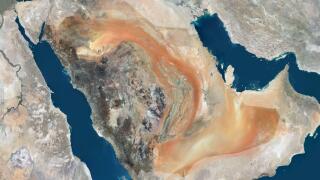 Color satellite image of Saudi Arabia, with mask.