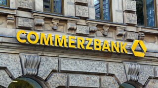 Commerzbank bank and logo in Frankfurt am Main, Germany