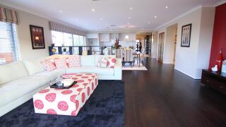 Living room with dark wooden flooring