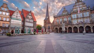 Bremen, Germany. Cityscape image of Hanseatic City of Bremen, Germany with historic Market Square and Town Hall at summer sunrise.