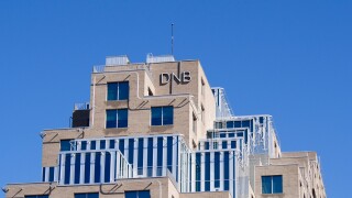 The barcode, a new office district in central Oslo Norway , interesting and varied facades, DNB Norwegian bank headquarters