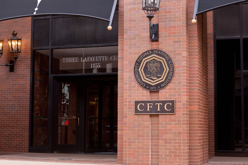 Entrance to the US Commodity Futures Trading Commission office, Three LaFayette Centre, Washington DC