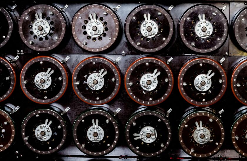 Indicator dials from the famous 'Bombe' machine at Bletchley Park used for deciphering German encrypted 'Enigma' messages.

January 2017