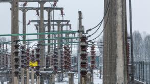 Electricity substation in the snow