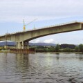building a bridge BRIDGE UNDER CONSTRUCTION for a motoway over the river danube