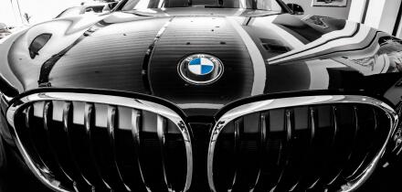 Lviv, Ukraine - August 6, 2020:BMW emblem on a bmw car