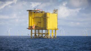 The DolWin Alpha HVAC to HVDC converter platform, located next to the Borkum Riffgrund Offshore Wind Farm in the German Bight.