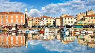View at Harbor and old town of Izola, Slovenia