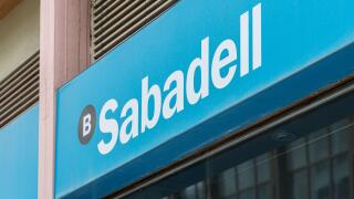 VALENCIA, SPAIN - OCTUBRE 03, 2021: Banco Sabadell is a Spanish investment bank and financial services company