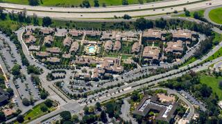 Housing development at the Sand Hill Road, aerial, Freeway 280, Silicon Valley, California, USA, Santa Clara