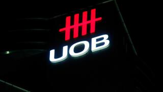 das Logo der Marke "UOB", Singapur.