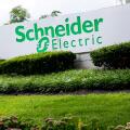 A logo sign outside of a facility occupied by Schneider Electric in Lexington, Kentucky on July 1, 2017.