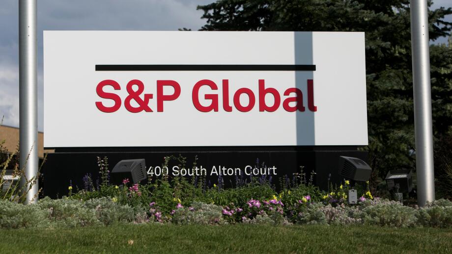 A logo sign outside of a facility occupied by S&P Global, Inc., in Centennial, Colorado, on July 22, 2018.
