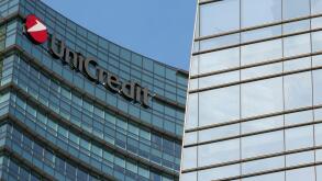 A logo sign outside of the headquarters of the UniCredit Group in Milan, Italy on September 3, 2016.