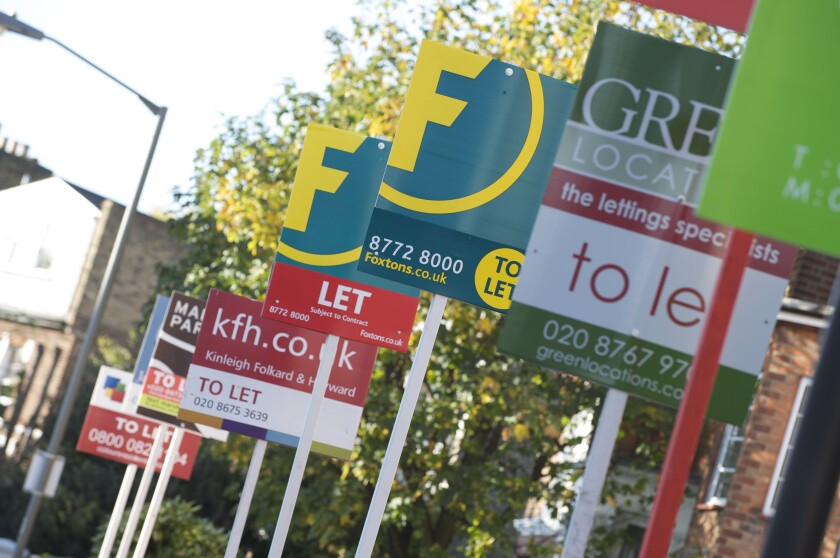 To Let signs along a street in south london, UK. Image shot 2008. Exact date unknown.
