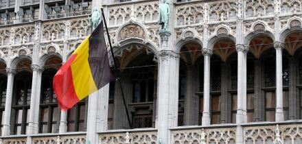 Belgian flag at the Maison du Roi, Brussels, Brussels Region, Belgium